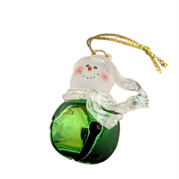 Jingle Buddies Green Snowman Bell Ornament Festive Holiday Decor 3” Hanging - Picture 3 of 5